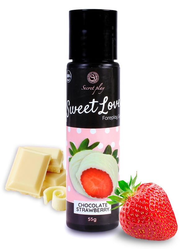 Gel de massage et lubrifiant comestible à la fraise et au chocolat blanc 2 en 1