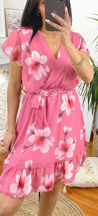 robe rose fleurie